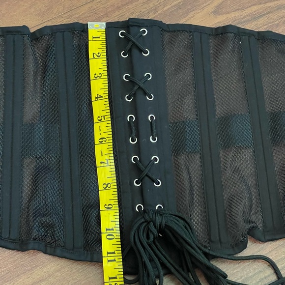 3X mesh black waist center steel boned corset - Picture 4 of 7